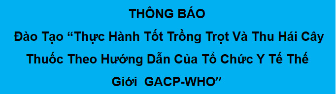Đào Tạo “Thực Hành Tốt Trồng Trọt Và Thu Hái Cây Thuốc Theo Hướng Dẫn Của Tổ Chức Y Tế Thế Giới  GACP-WHO