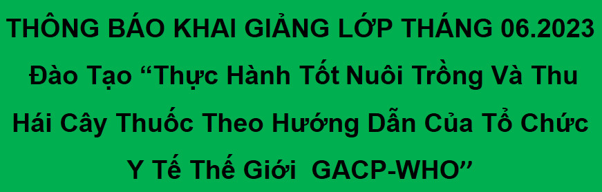 THÔNG BÁO TUYỂN SINH LỚP ĐÀO TẠO GACP - WHO THÁNG 6 NĂM 2023